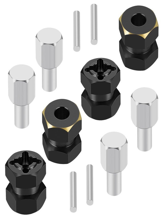 MORFUM 4PCS RC Hex Hub 12mm Brass Wheels Hex Hub 12mm/15mm Offset Extension Black Hex Drive Adapter Combiner Coupler Conversion Compatible with 1/10 RC Crawler Axial SCX10 90046 D90 Upgrades (12mm) - Image 2